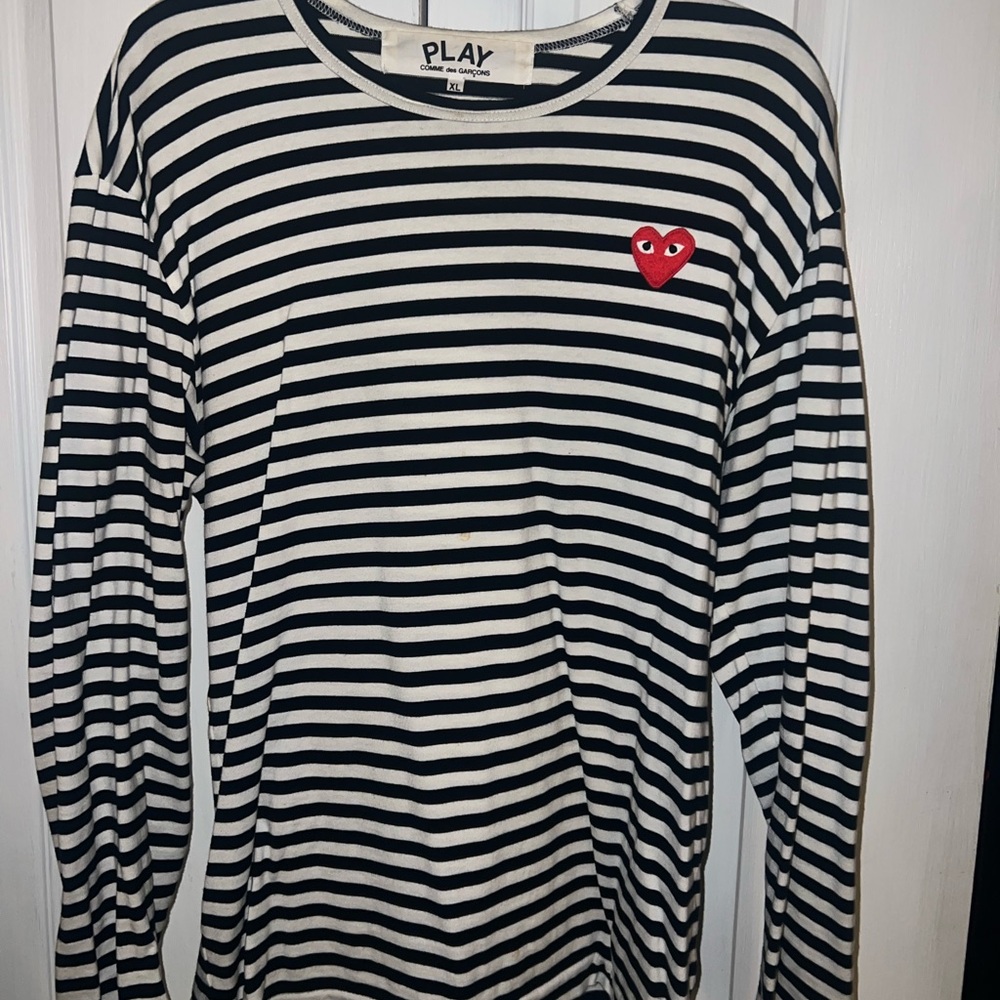 Comme des Garcons PLAY Black and White Striped Long Sleeve Tee